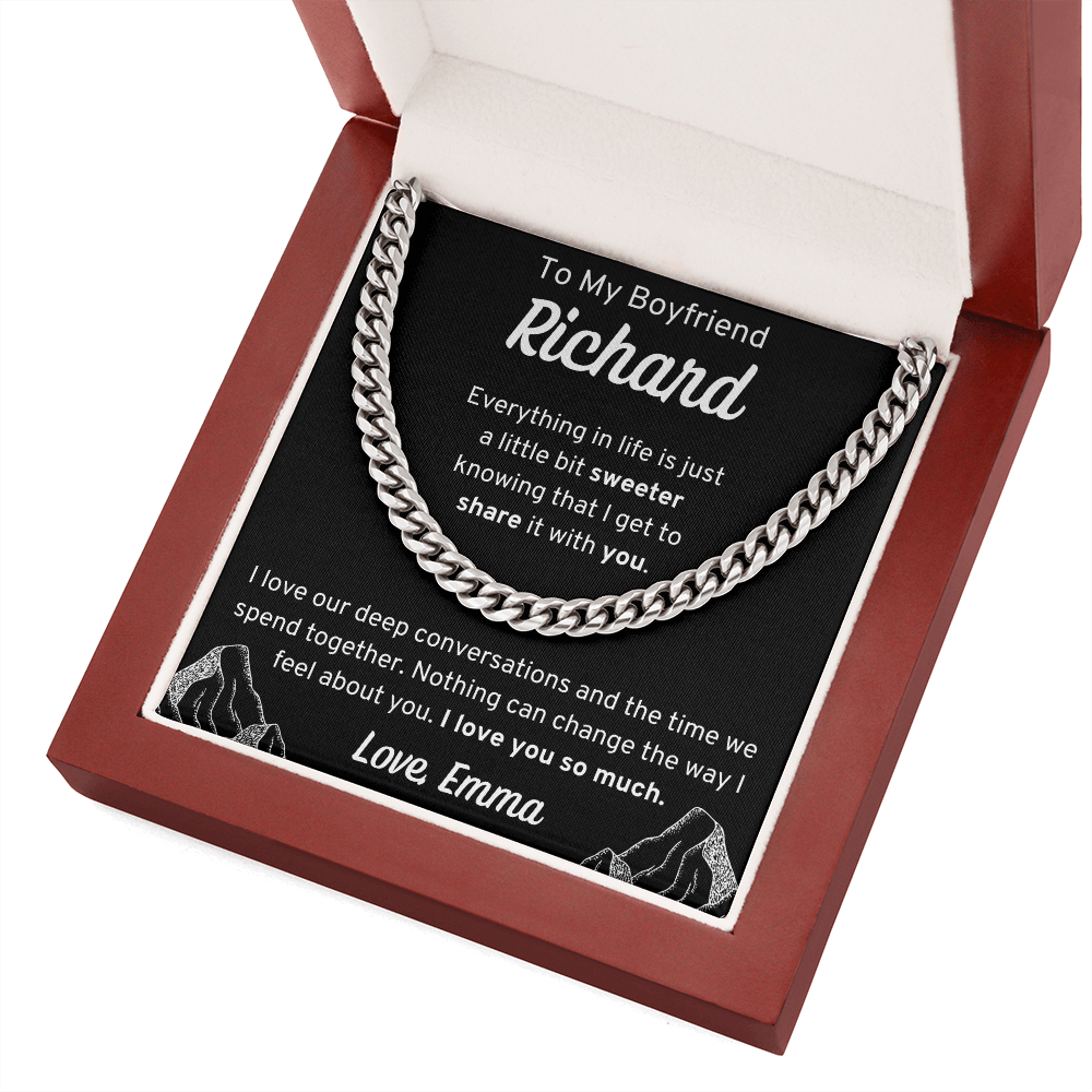 Personalized To My Boyfriend Cuban Link Chain Necklace