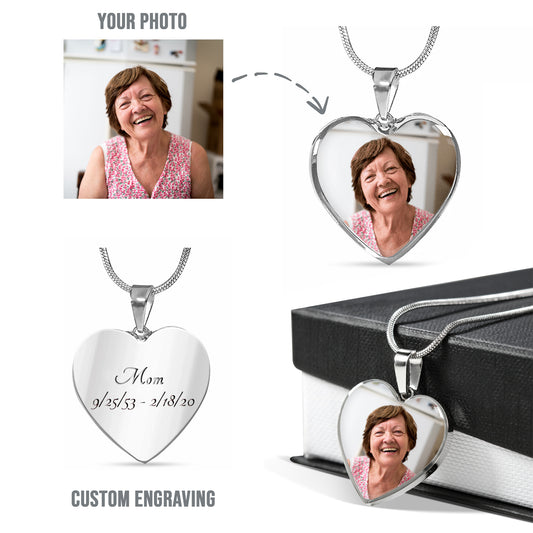 Custom Engravable Photo Heart Necklace