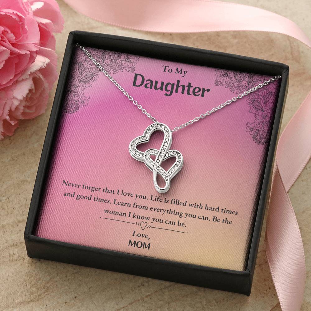 To My Daughter Double Heart Necklace