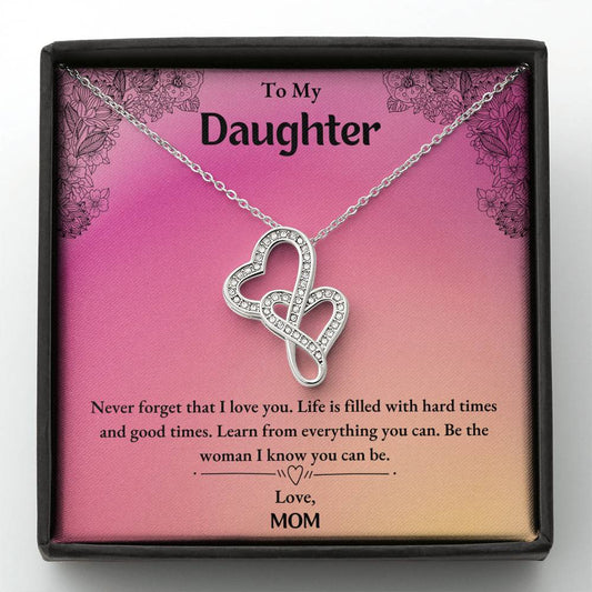 To My Daughter Double Heart Necklace