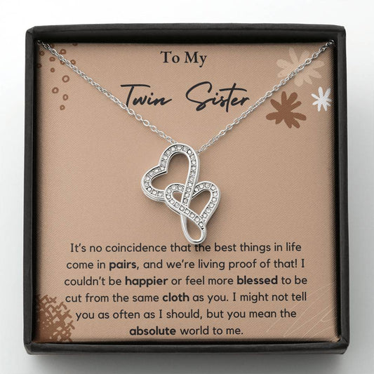 To My Twin Sister Double Heart Necklace