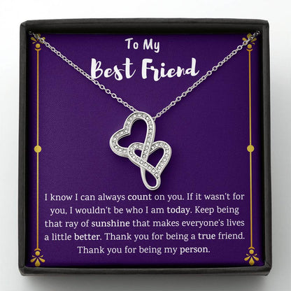 To My Best Friend Double Hearts Necklace