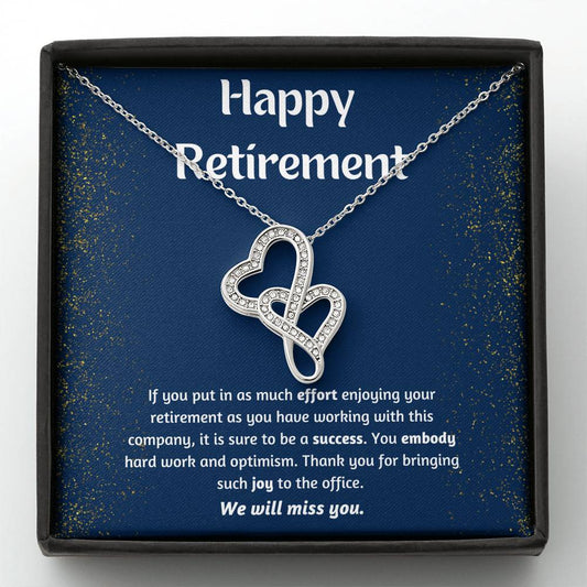 Happy Retirement Double Hearts Necklace