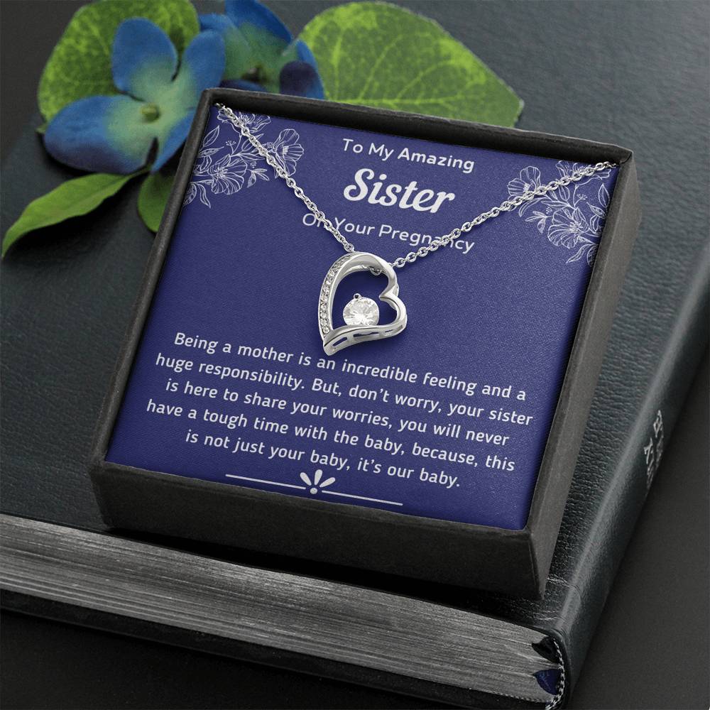 To My Amazing Sister on Your Pregnancy Heart Necklace