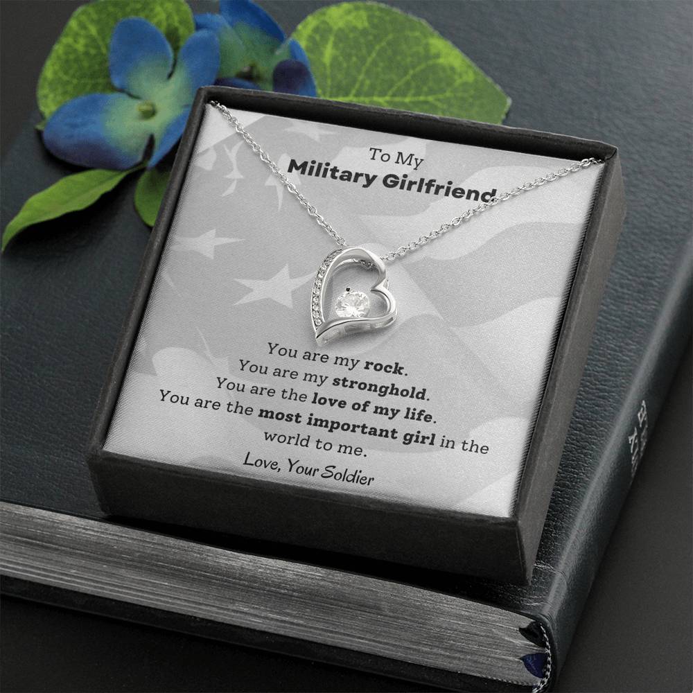 To My Military Girlfriend Heart Necklace