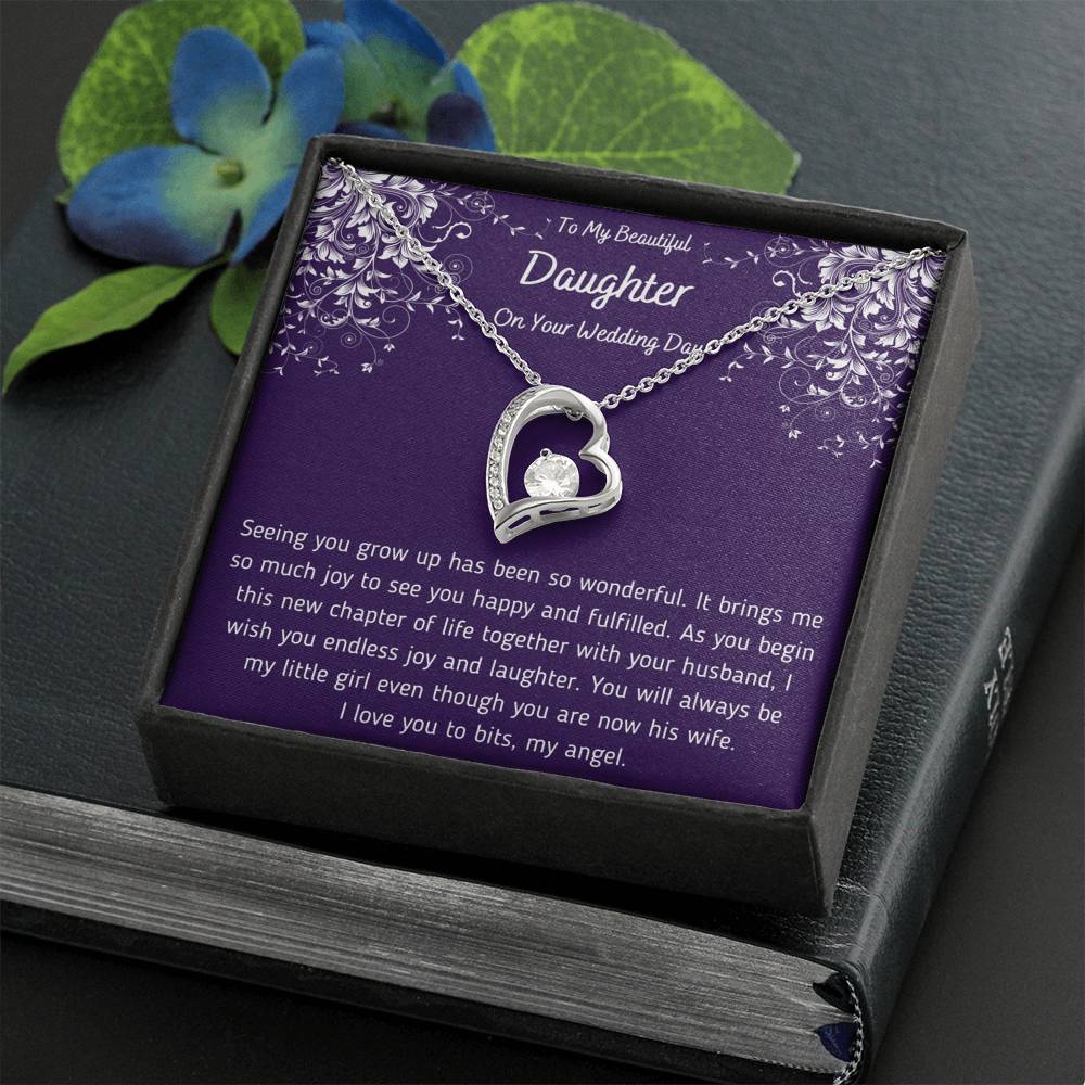 To My Beautiful Daughter on Your Wedding Day Heart Necklace