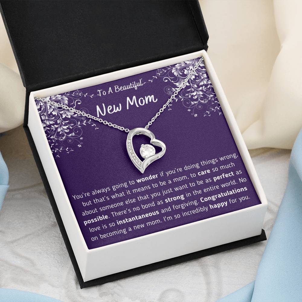 To A Beautiful New Mom Heart Necklace