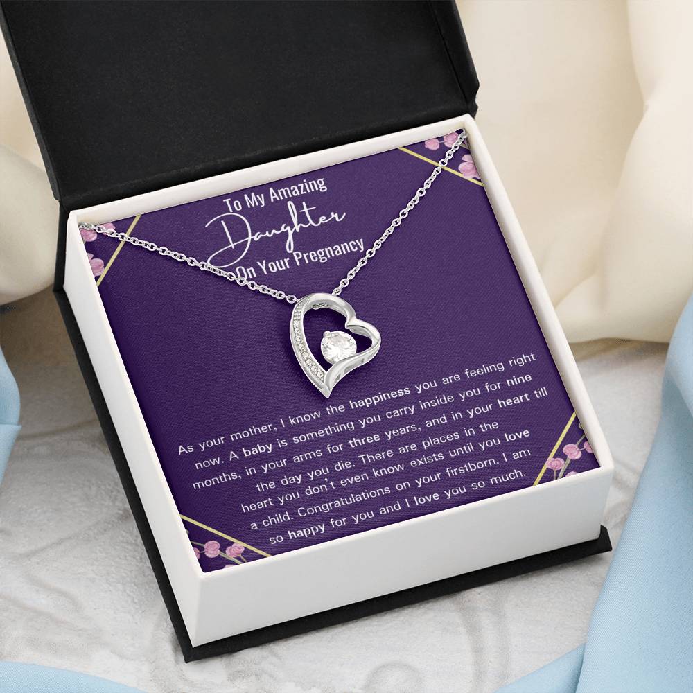 To My Amazing Daughter On Your Pregnancy Heart Necklace