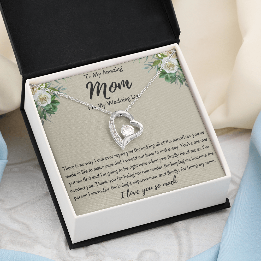 To My Amazing Mom On My Wedding Day Heart Necklace