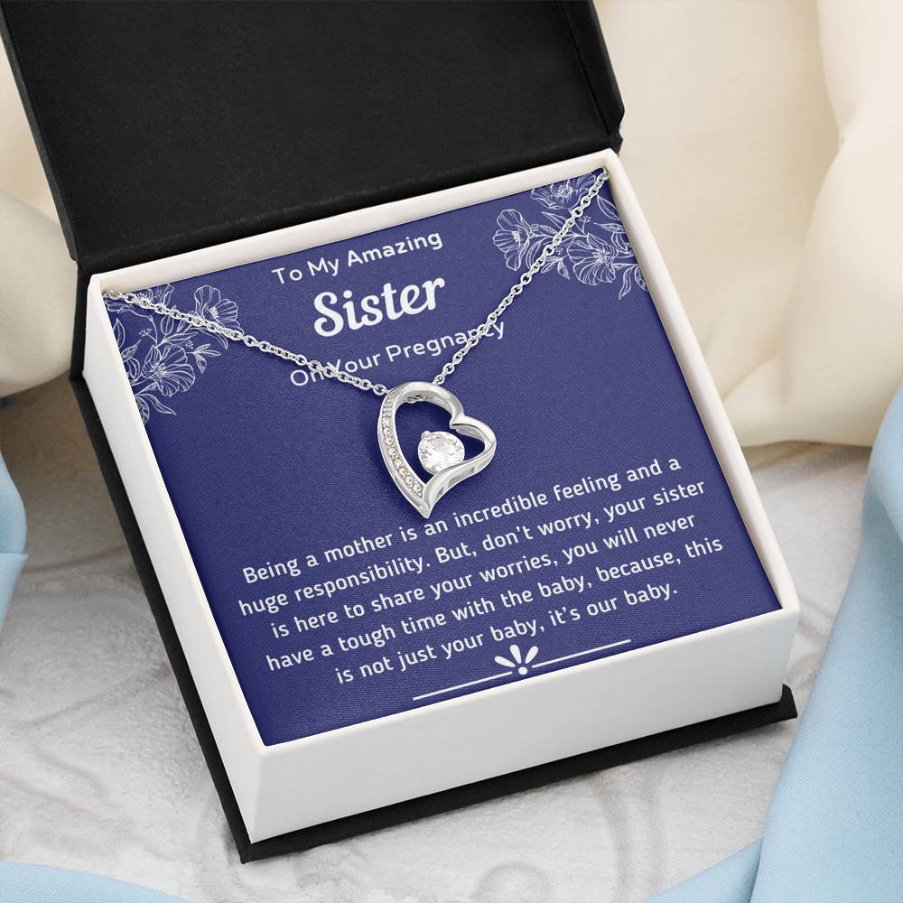 To My Amazing Sister on Your Pregnancy Heart Necklace