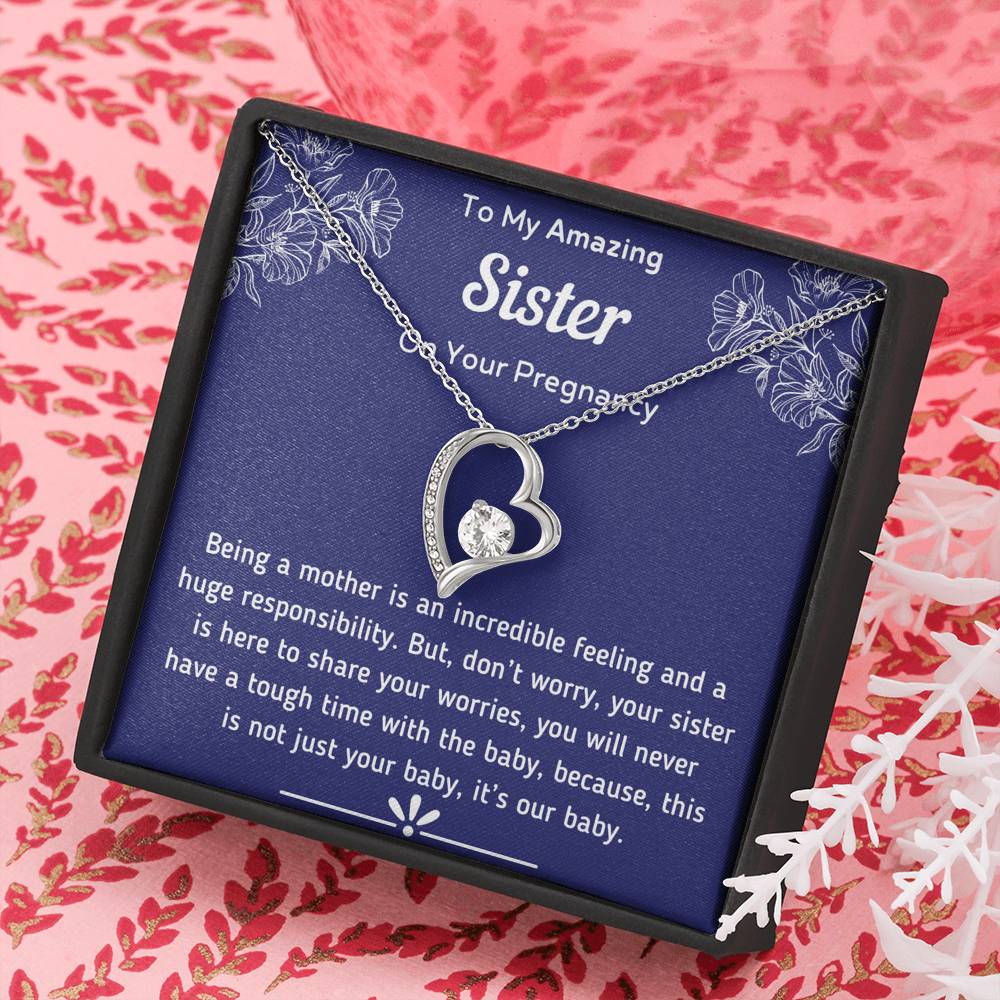 To My Amazing Sister on Your Pregnancy Heart Necklace