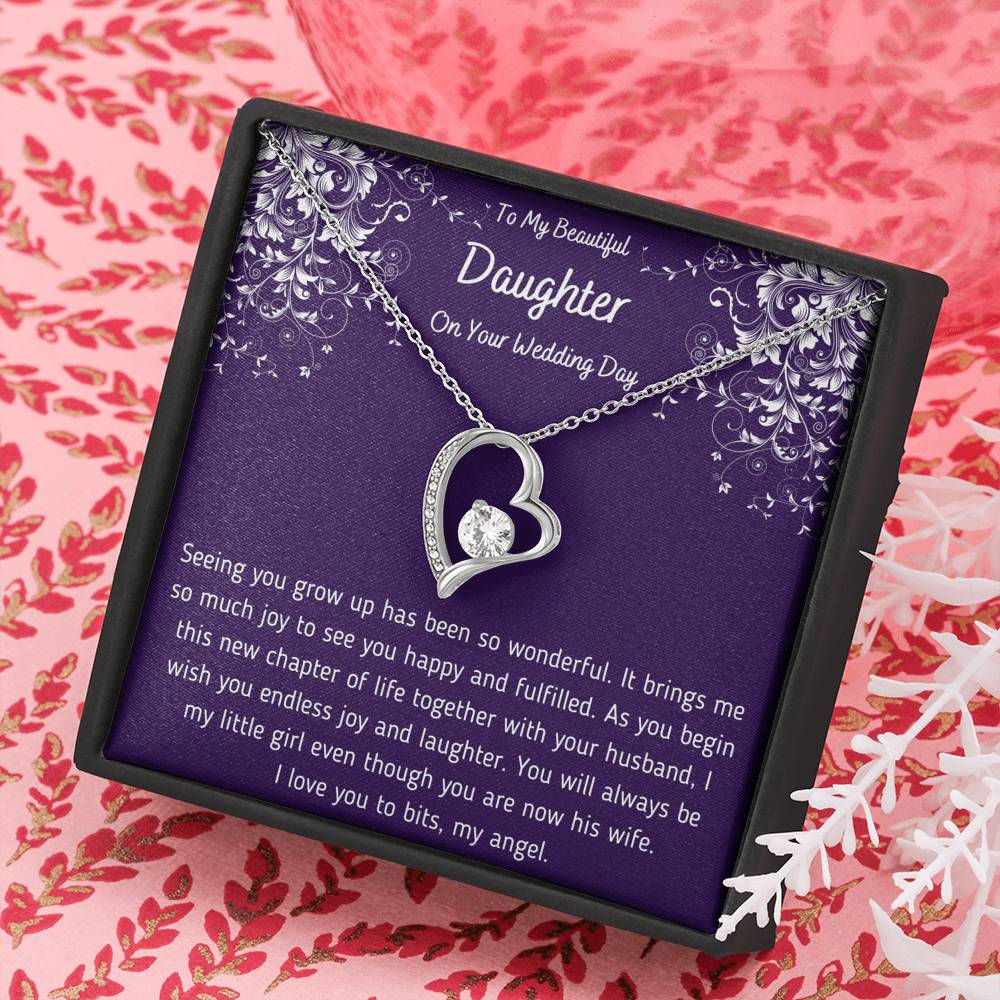 To My Beautiful Daughter on Your Wedding Day Heart Necklace