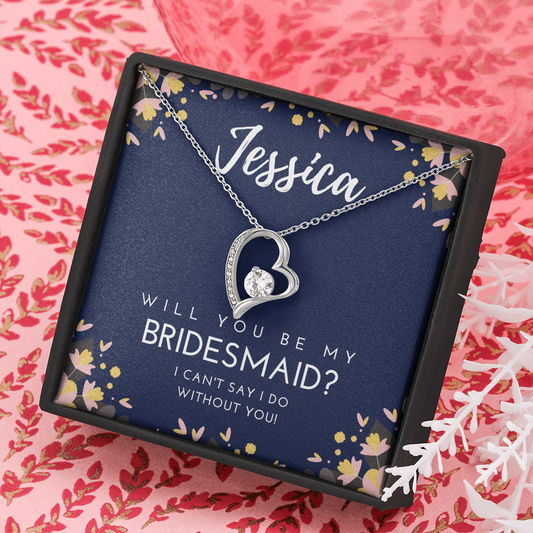 Personalized Bridesmaid Heart Necklace