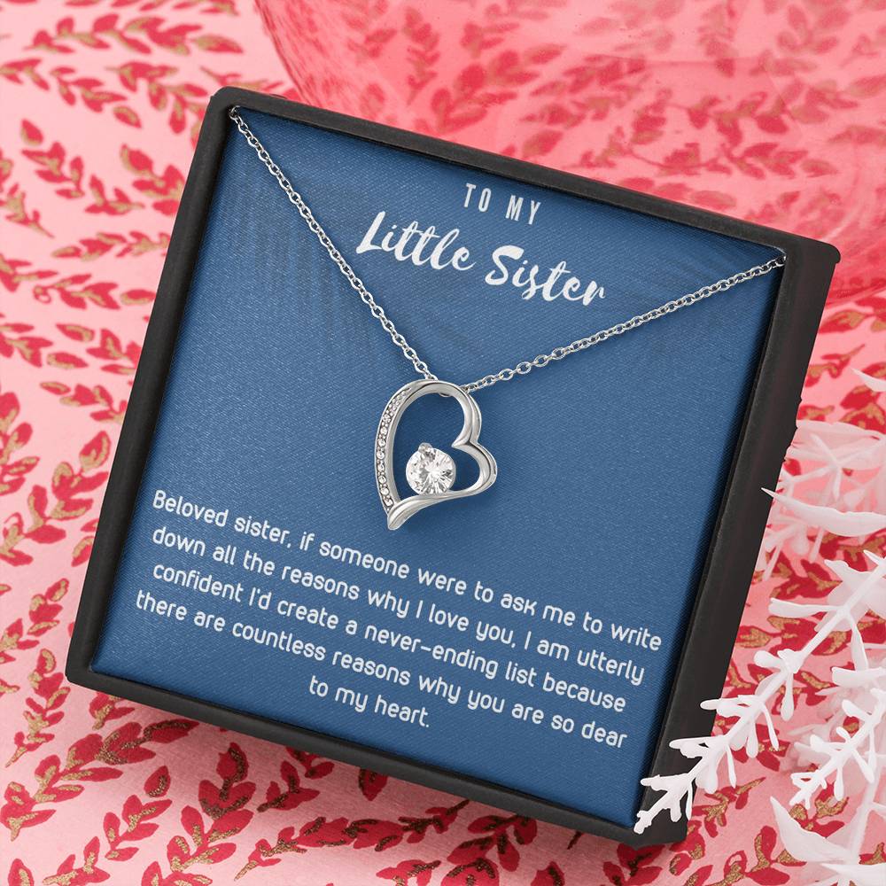 To My Little Sister Heart Necklace