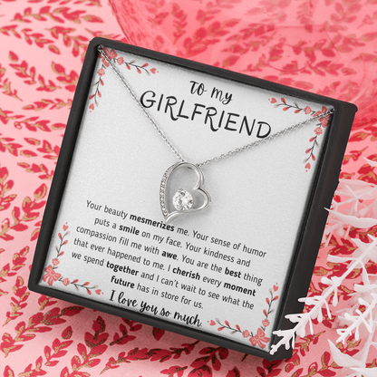 To My Girlfriend Border Heart Necklace