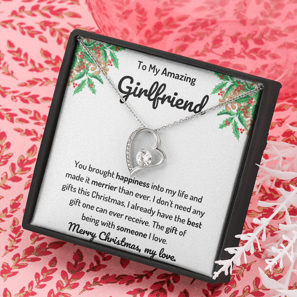 To My Girlfriend Heart Merry Christmas Necklace