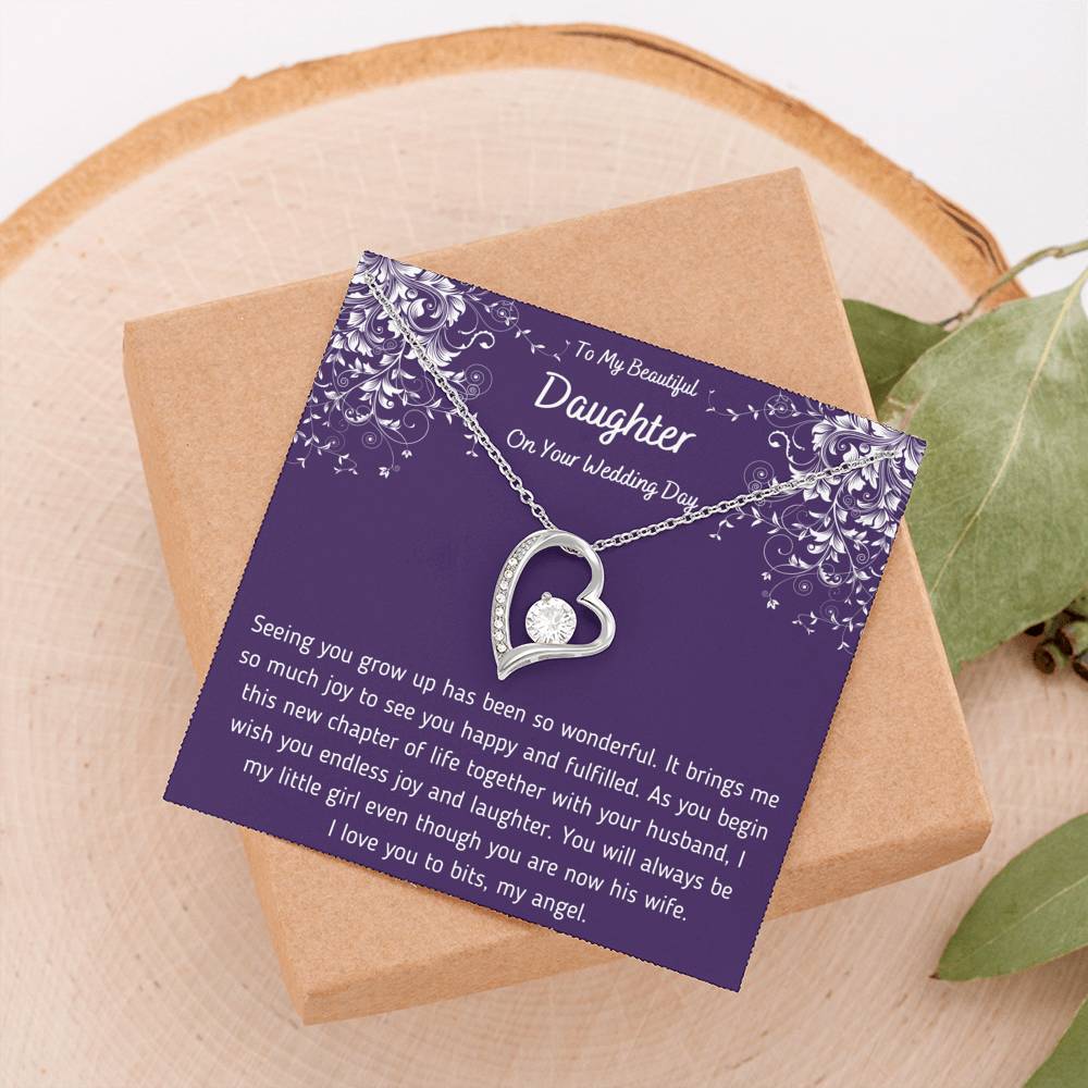 To My Beautiful Daughter on Your Wedding Day Heart Necklace