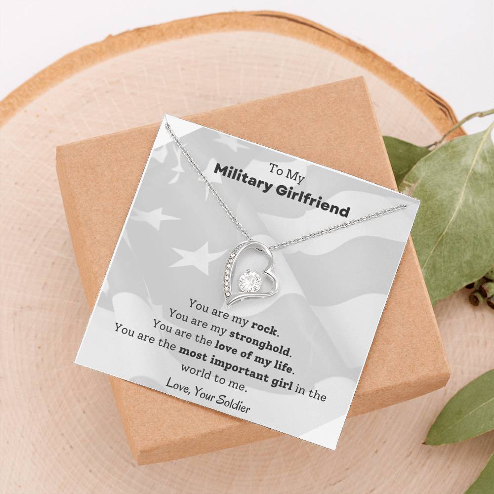 To My Military Girlfriend Heart Necklace