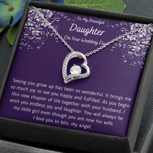 To My Beautiful Daughter on Your Wedding Day Heart Necklace