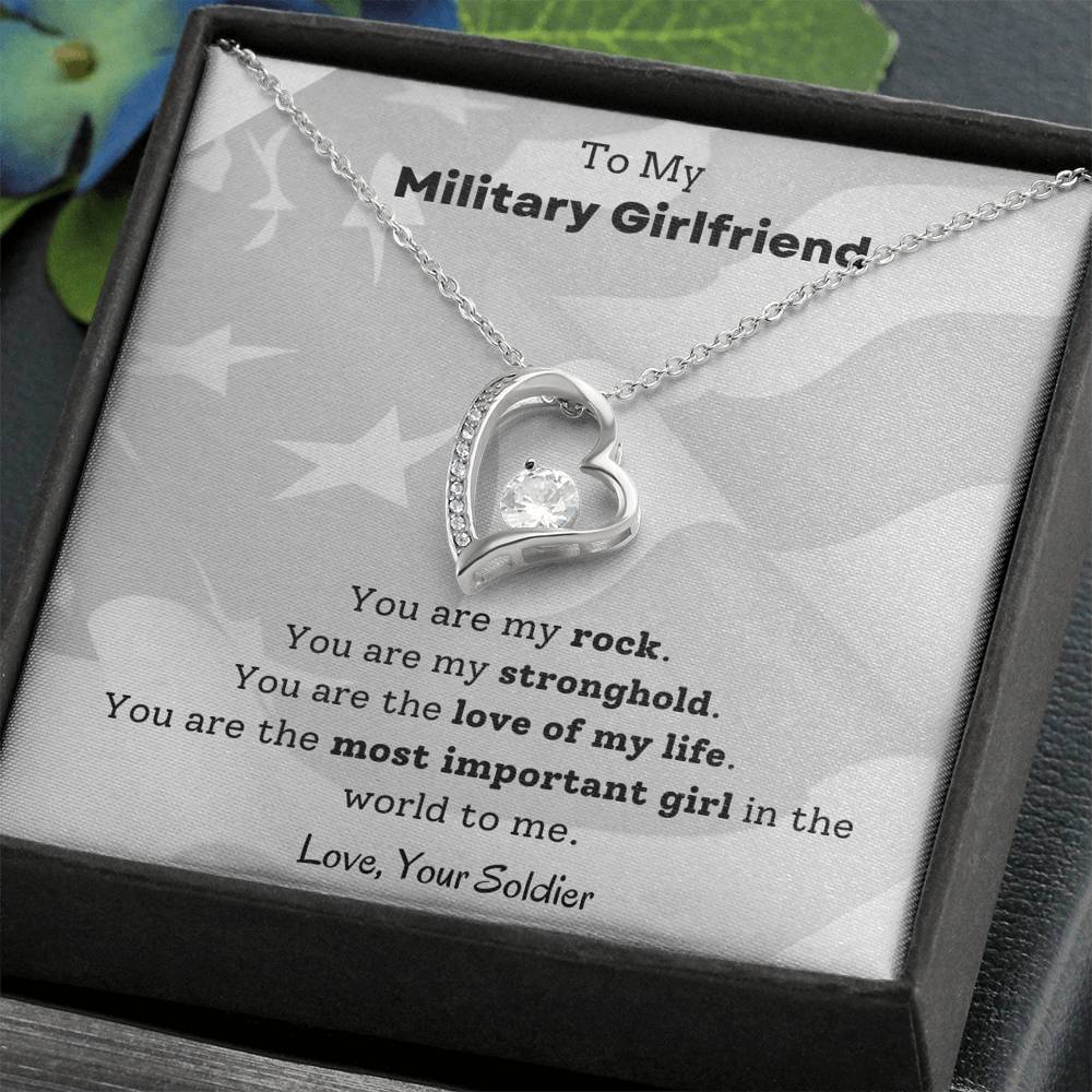 To My Military Girlfriend Heart Necklace