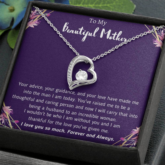 To My Beautiful Mother From Son Heart Necklace