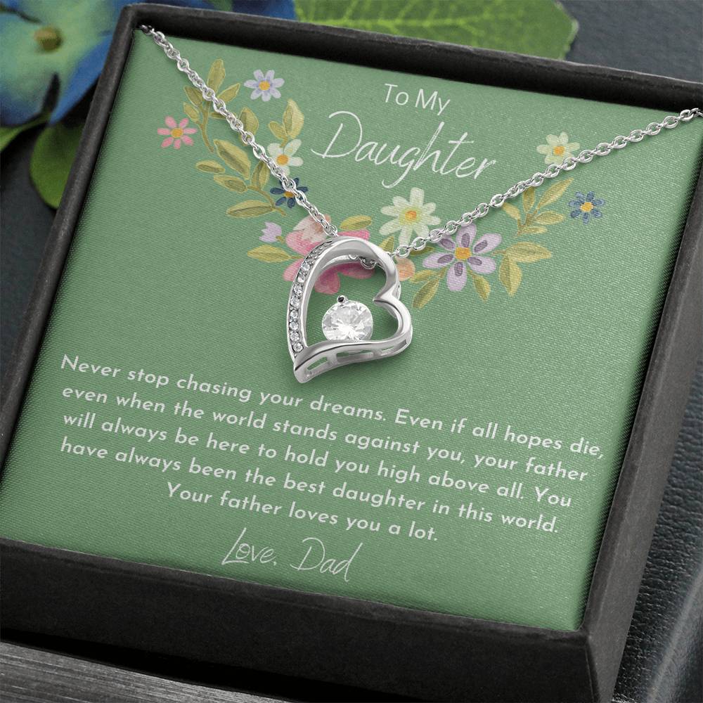 To My Daughter from Dad Heart Necklace