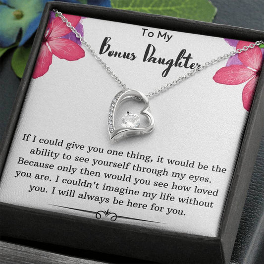 To My Bonus Daughter Heart Necklace
