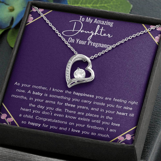 To My Amazing Daughter On Your Pregnancy Heart Necklace