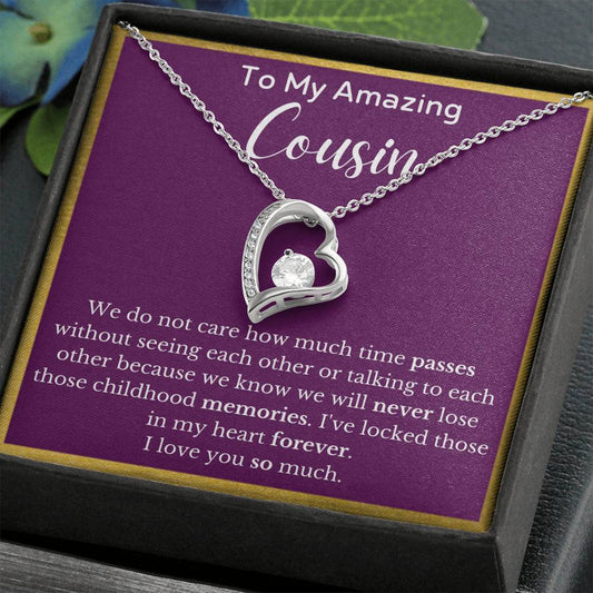 To My Amazing Cousin Heart Necklace