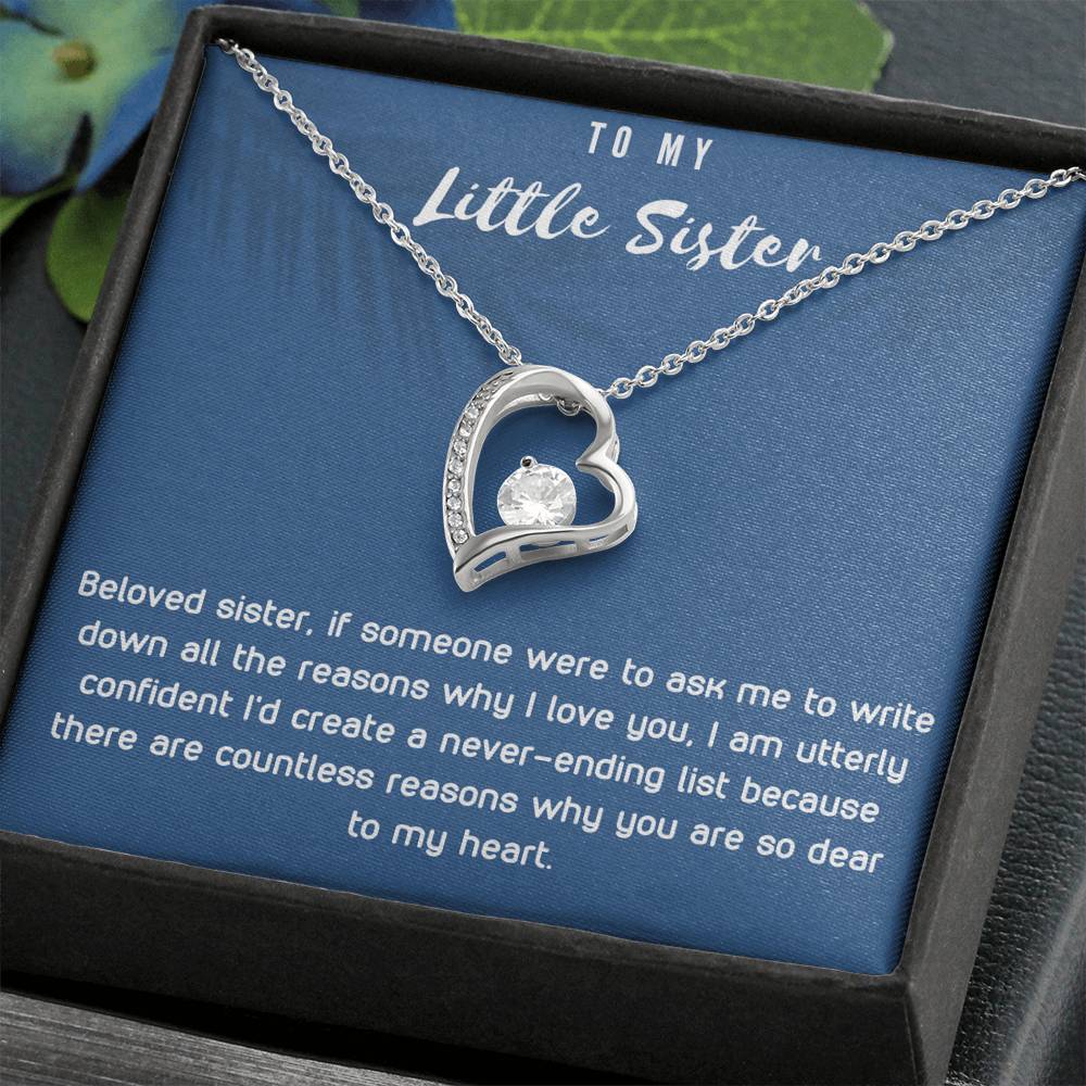 To My Little Sister Heart Necklace