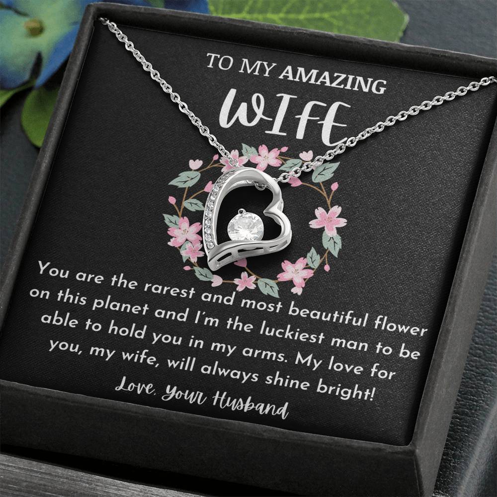 To My Amazing Wife Heart Necklace