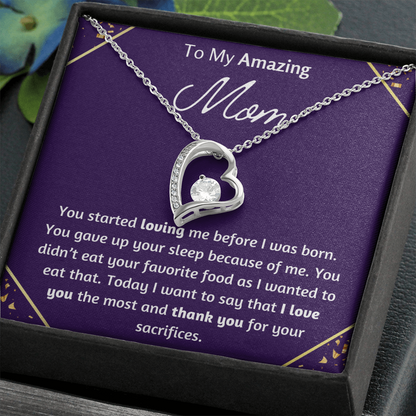 To My Amazing Mom Heart Necklace