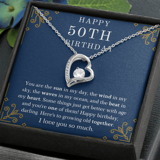 Happy 50th Birthday Heart Necklace