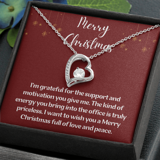 Merry Christmas to Colleague Heart Necklace