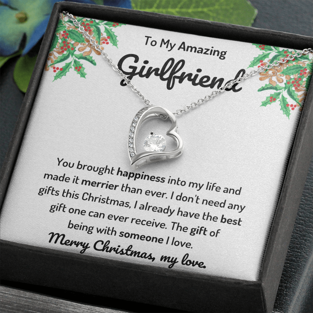 To My Girlfriend Heart Merry Christmas Necklace