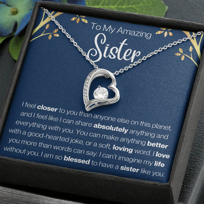 To My Amazing Sister Heart Necklace