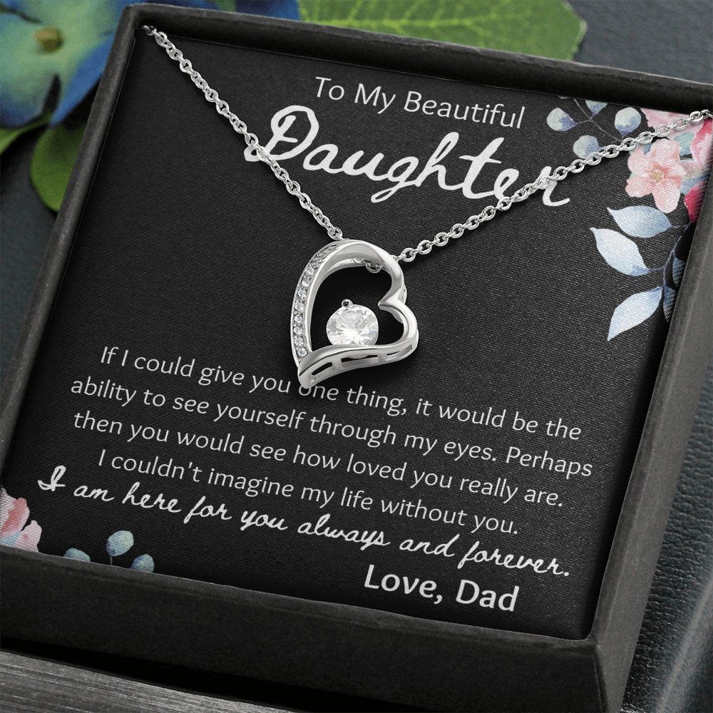 To My Beautiful Daughter Heart Necklace