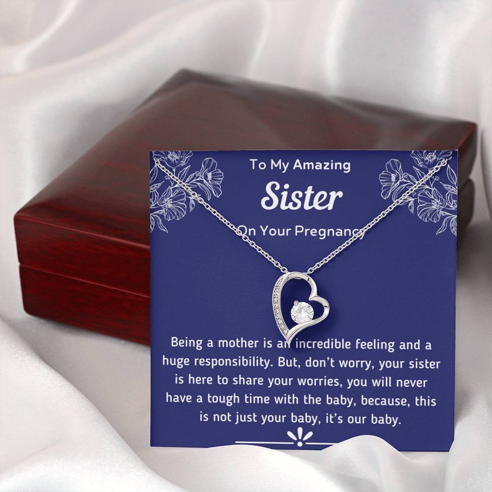 To My Amazing Sister on Your Pregnancy Heart Necklace