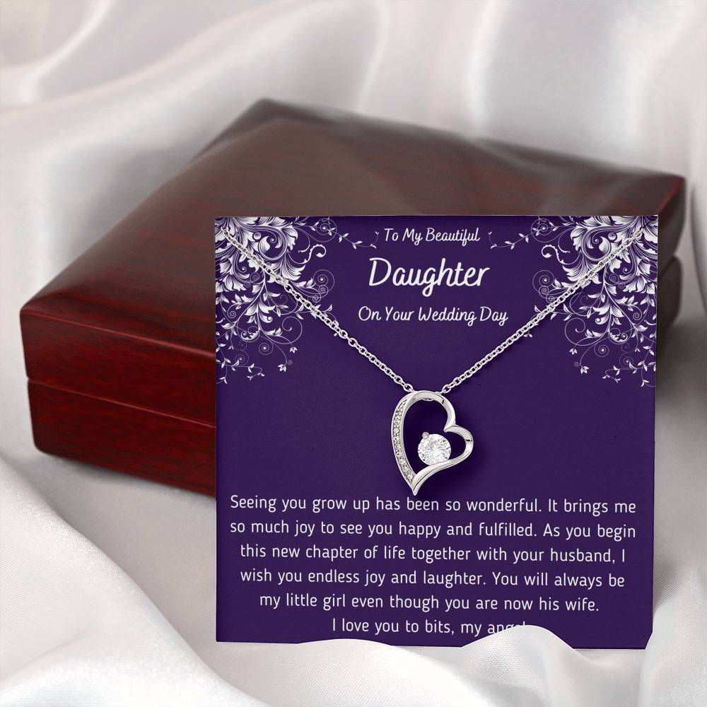 To My Beautiful Daughter on Your Wedding Day Heart Necklace