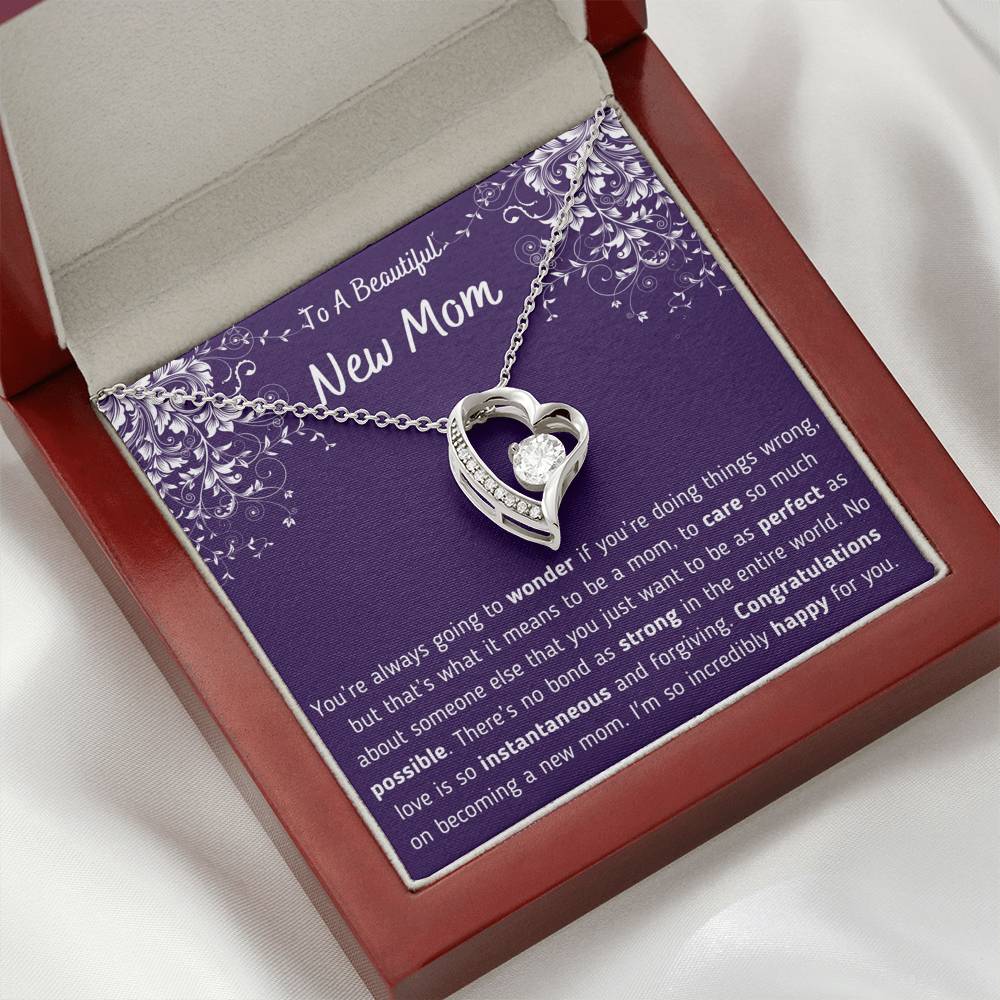 To A Beautiful New Mom Heart Necklace