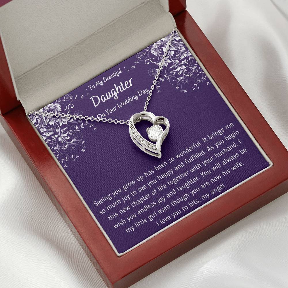 To My Beautiful Daughter on Your Wedding Day Heart Necklace