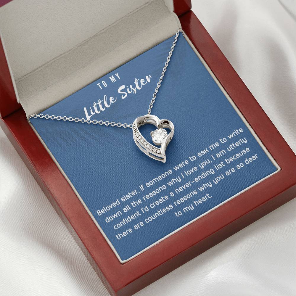 To My Little Sister Heart Necklace