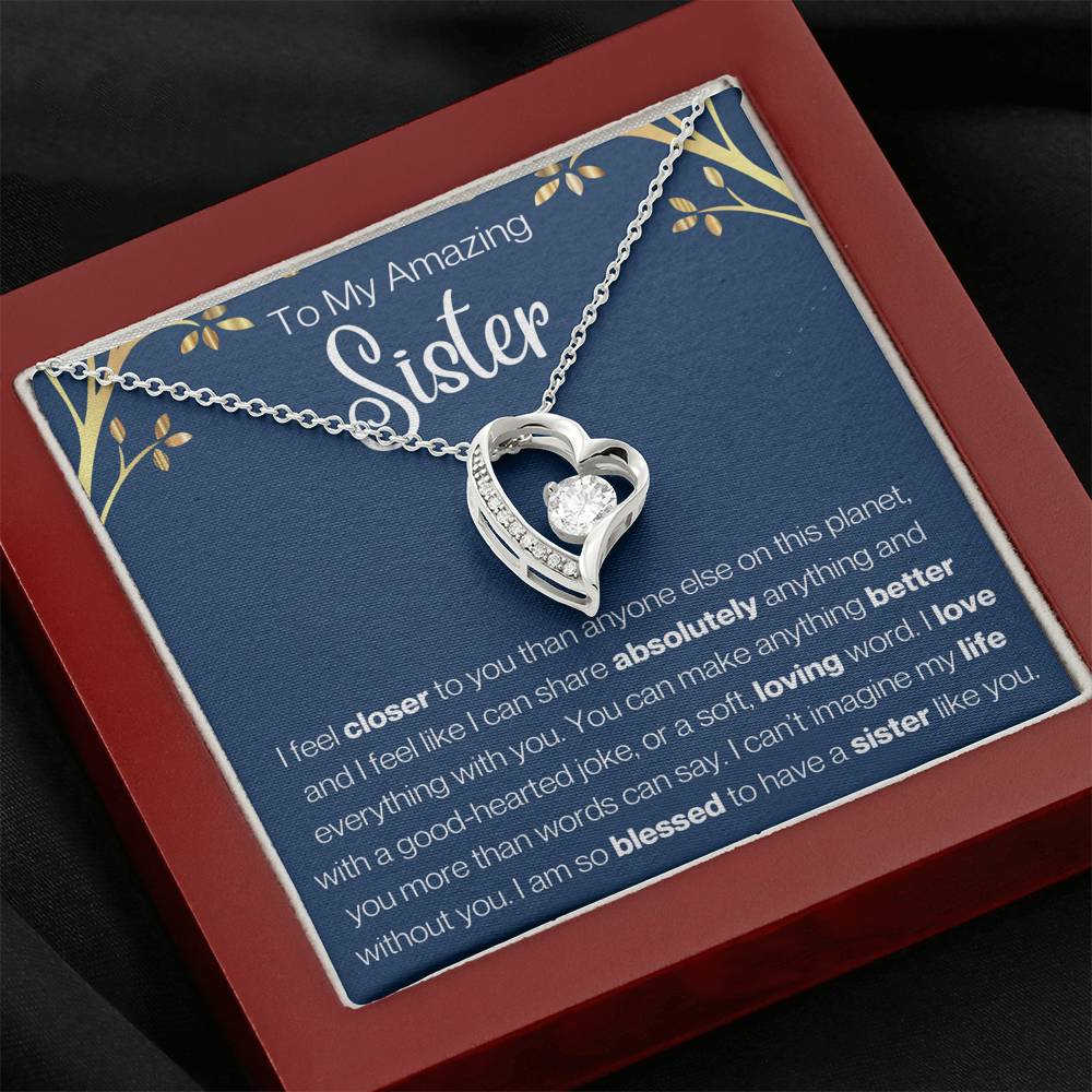 To My Amazing Sister Heart Necklace