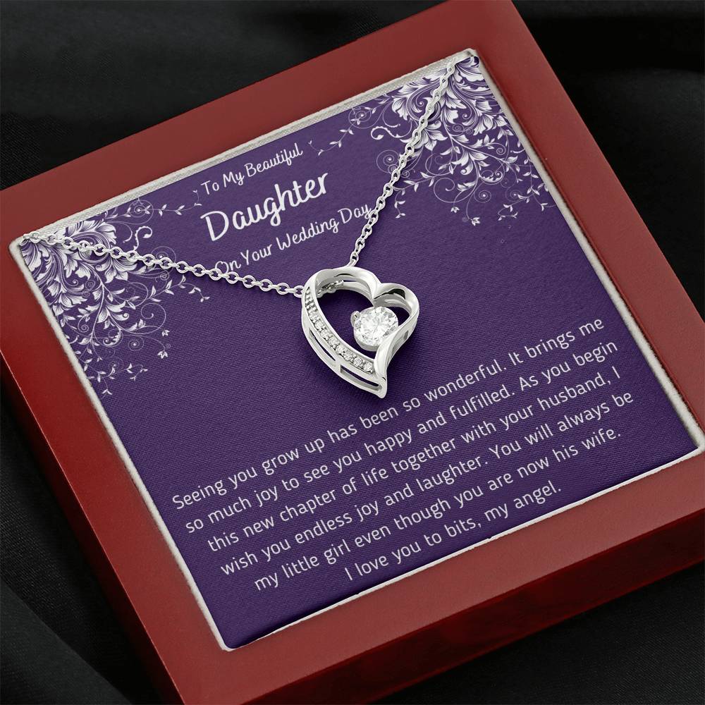 To My Beautiful Daughter on Your Wedding Day Heart Necklace