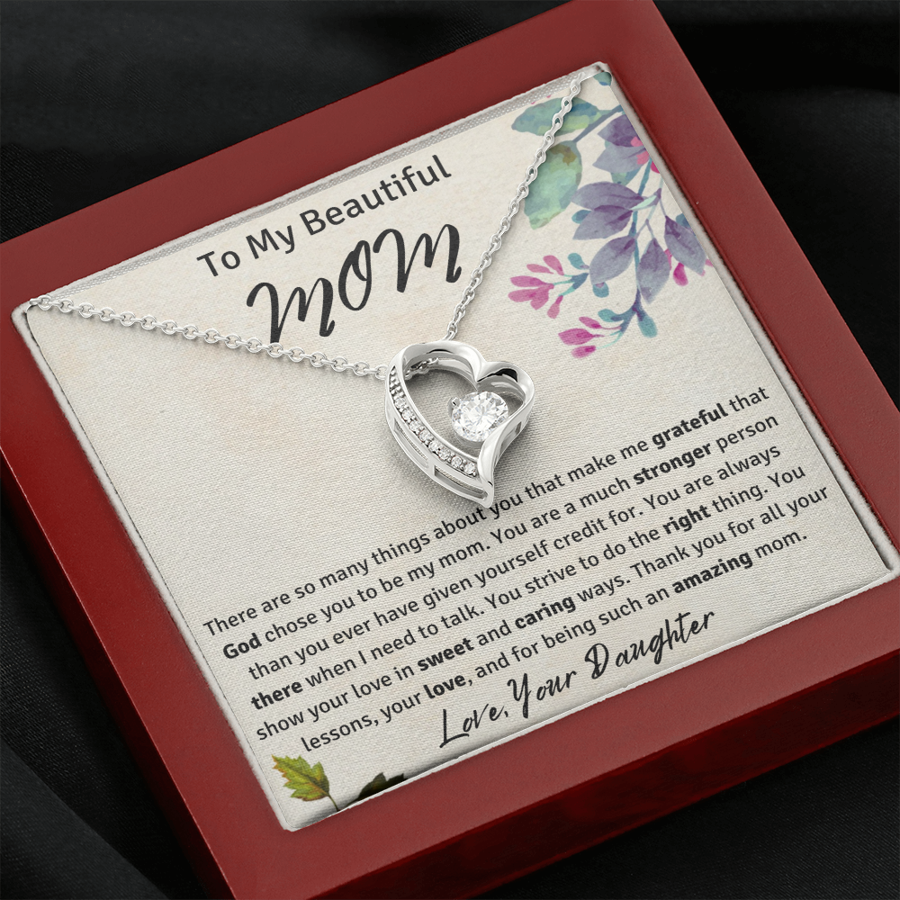 To My Beautiful Mom from Your Daughter Heart Necklace