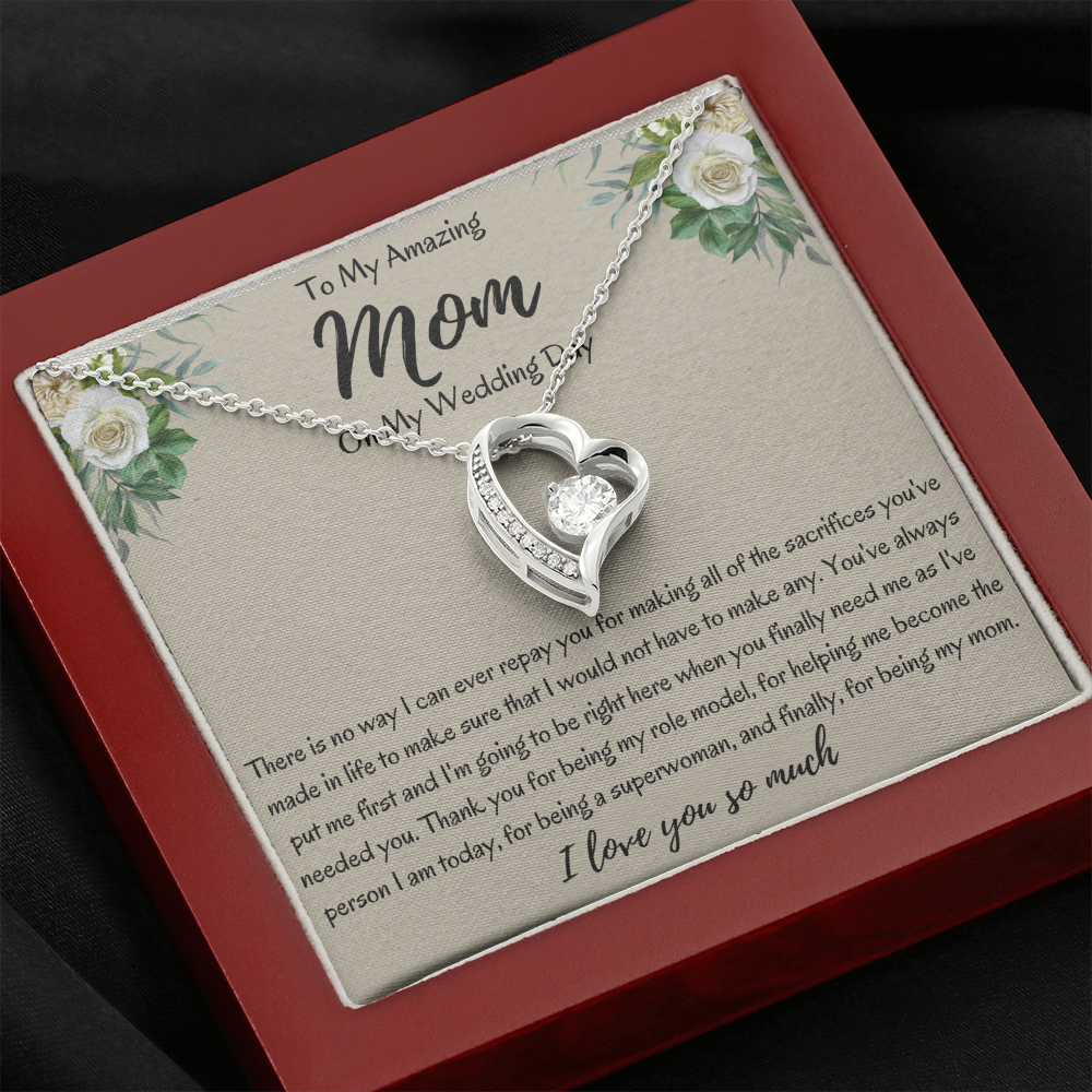 To My Amazing Mom On My Wedding Day Heart Necklace