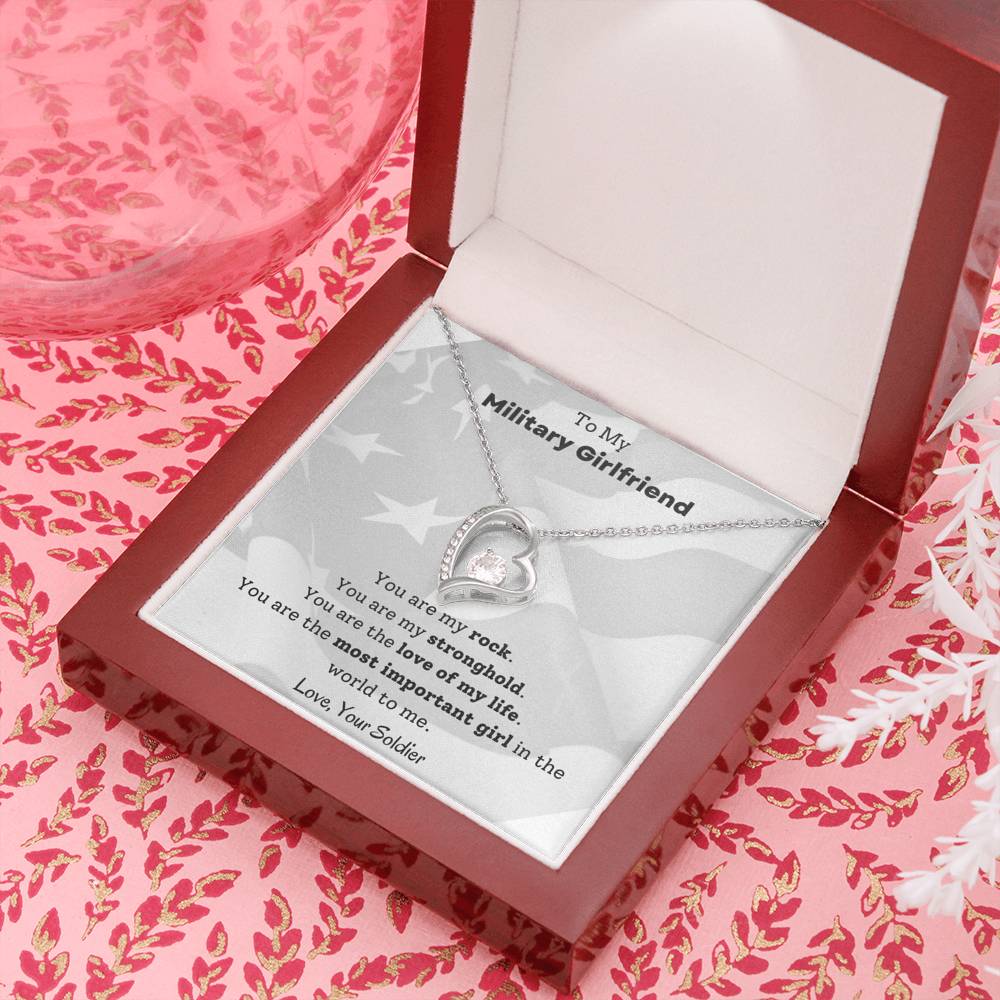 To My Military Girlfriend Heart Necklace