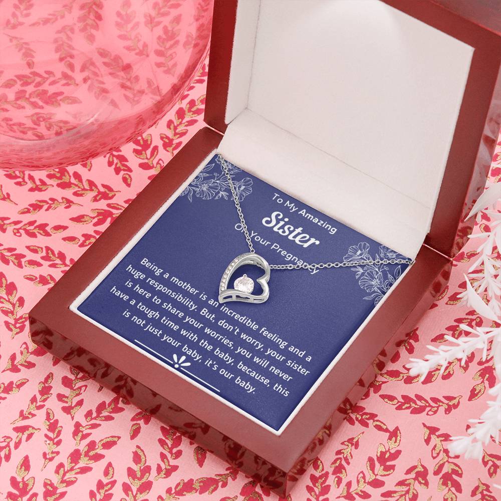 To My Amazing Sister on Your Pregnancy Heart Necklace