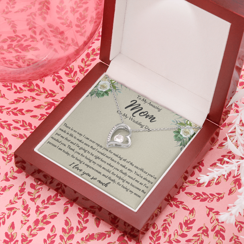 To My Amazing Mom On My Wedding Day Heart Necklace