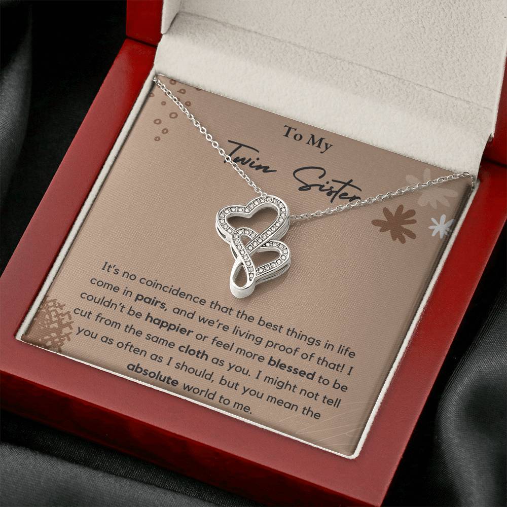 To My Twin Sister Double Heart Necklace